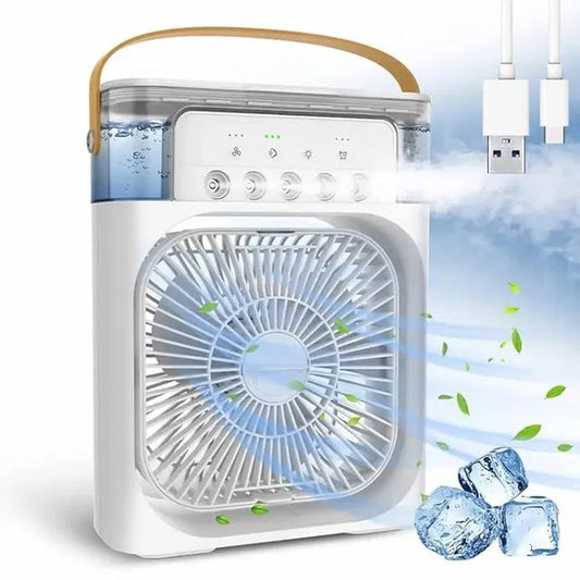 Mini Cooler for Room Cooling Portable Mini Fan Cooler with 7 Colors LED Light, 3 Wind Speeds and 3 Spray Modes for Office, Home, Dorm, Travel (Random Color)